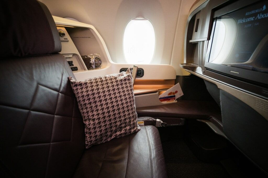 Business class seats on an airplane